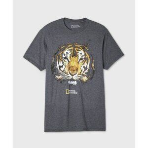 National Geographic Mens Big Cat Short Sleeve Graphic T-Shirt Black Size Small